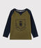 Boys' Silkscreen Print T-shirt MILITARY green/SMOKING blue