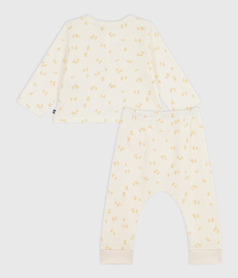 Babies' two-piece set in cotton printed with little chicks Ecru/multicolor