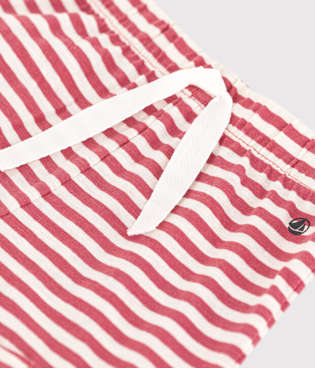 Babies' Stripy Slub Jersey Shorts pink/ecru