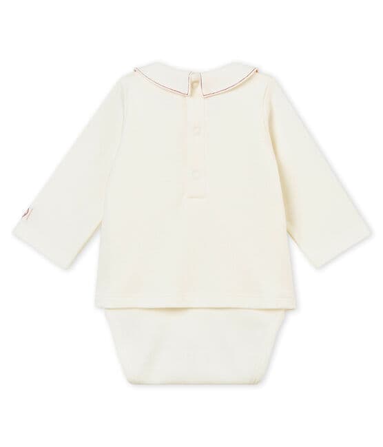 Baby boy's long sleeved blouse bodysuit MARSHMALLOW white