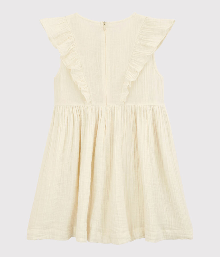 Girls' Organic Cotton Gauze Dress white
