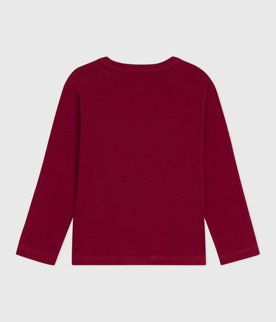 Children's long-sleeved plain cotton T-shirt AMARANTE