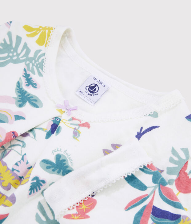 Girls' Jungle Print Tubular Knit Pyjamas white/multicolor