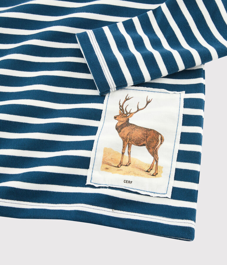 Petit Bateau x Deyrolle Boys' Breton Top SHADOW blue/MARSHMALLOW white