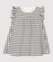 Babies' Striped Organic Cotton Dress With Bodysuit MARSHMALLOW white/SMOKING blue