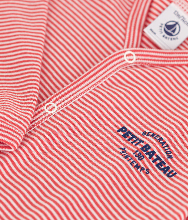 Babies' Pinstriped Cotton Pyjamas orange/white