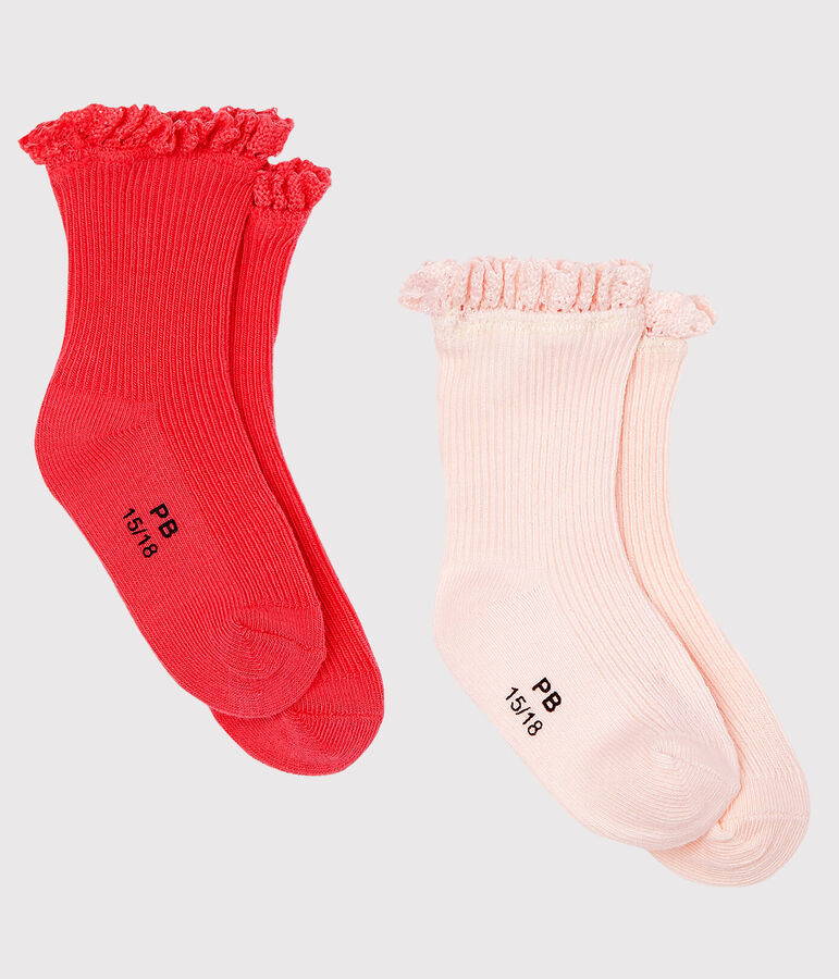 Baby Girls' Lace Socks - 2-Piece Set GROSEILLER pink