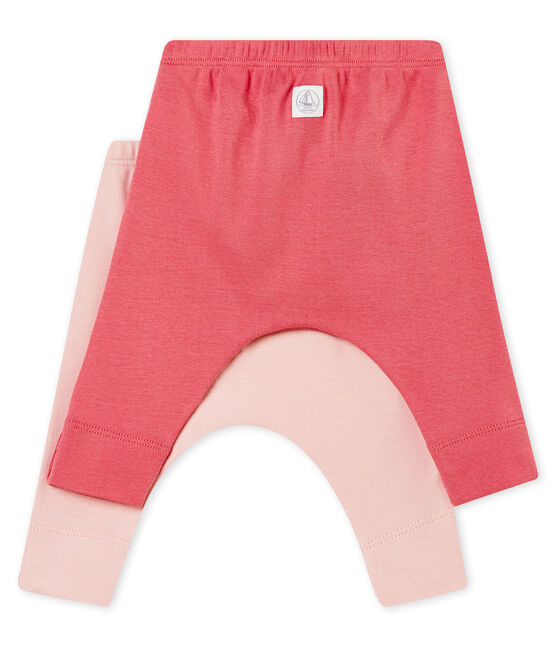 Unisex baby's set of two leggings in plain brushed soft cotton variante 2