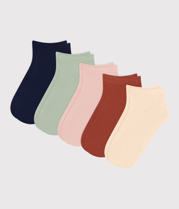 Children's Plain Cotton Socks - 5-Pack multicolor