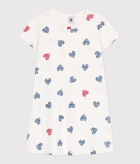Children's heart print cotton nightdress MARSHMALLOW white/MULTICO white