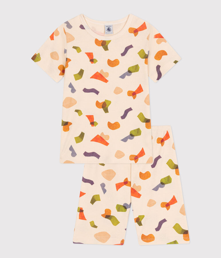 Children's Short Cotton Print Pyjamas Ecru/multicolor