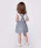 Babies' stripy cotton pinafore dress MEDIEVAL blue/MARSHMALLOW white
