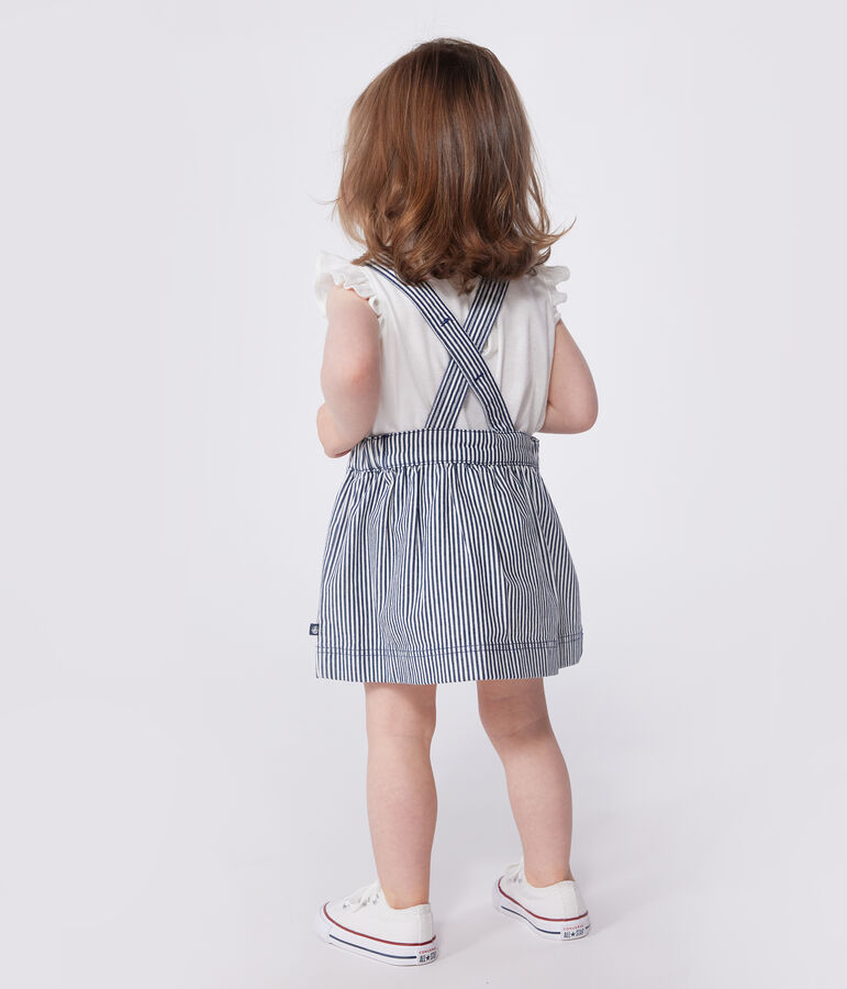 Babies' stripy cotton pinafore dress blue/white