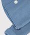 Baby cardigan knitted in garter stitch in plain cotton blue