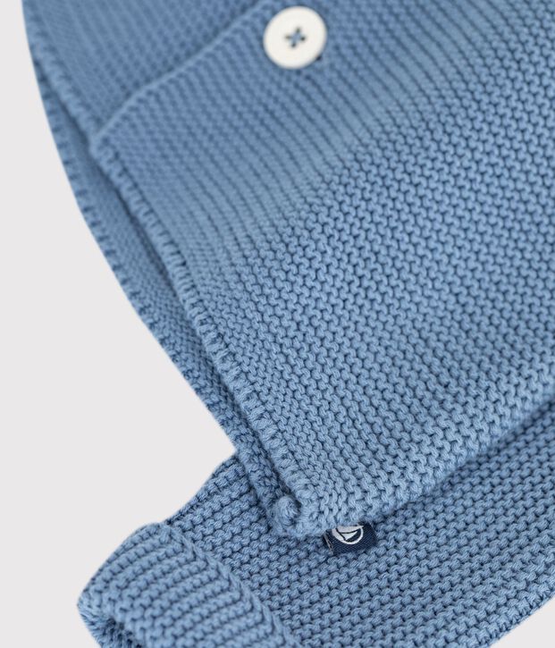 Cardigan b&eacute;b&eacute; tricot point mousse en coton uni blue