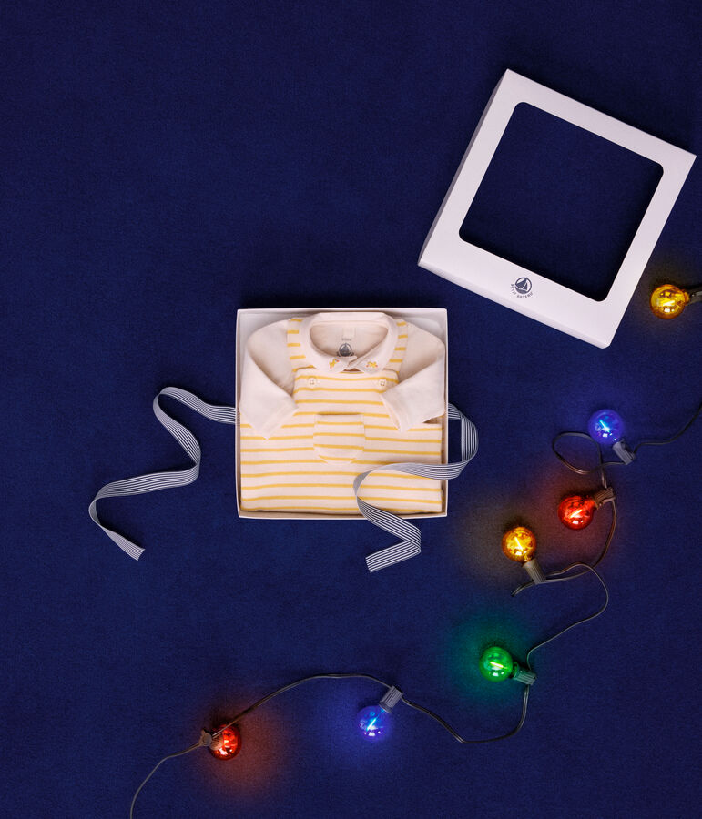 Babies' dungarees and cotton bodysuit set AVALANCHE yellow/DAISY white