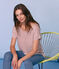 Women's short-sleeved linen t-shirt MARSHMALLOW white/COPPER pink