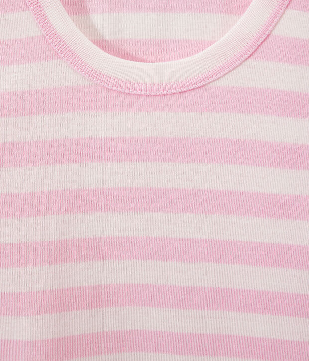 Women's vest top in heritage striped rib pink/white