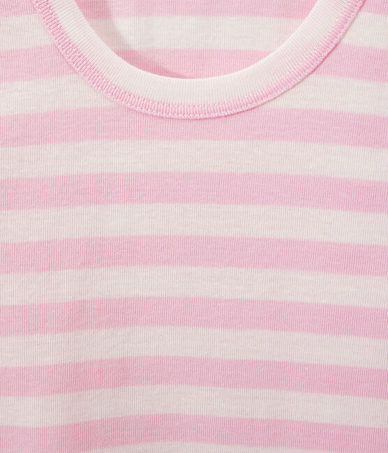Women's vest top in heritage striped rib BABYLONE pink/MARSHMALLOW white