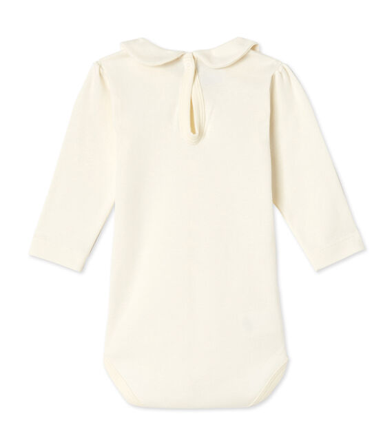 Baby girl's bodysuit with Peter Pan collar COQUILLE beige