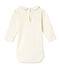 Baby girl's bodysuit with Peter Pan collar COQUILLE beige