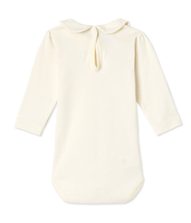 Baby girl's bodysuit with Peter Pan collar white