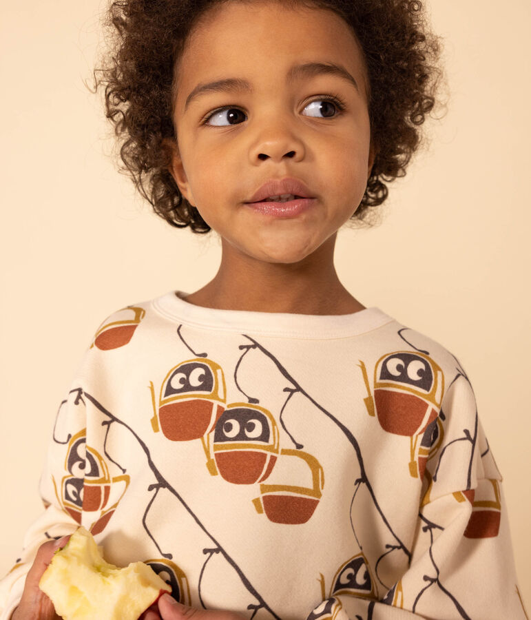 Children's unisex printed fleece sweatshirt Ecru/grey