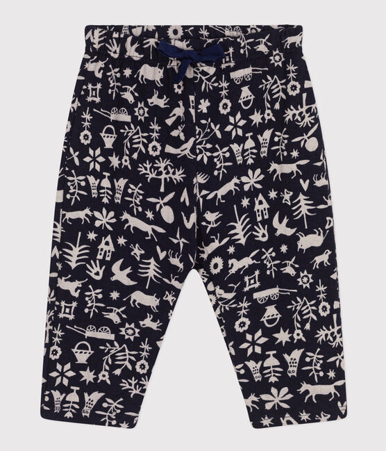 Babies' Patterned Quilted Tube-Knit Trousers SMOKING blue/AVALANCHE