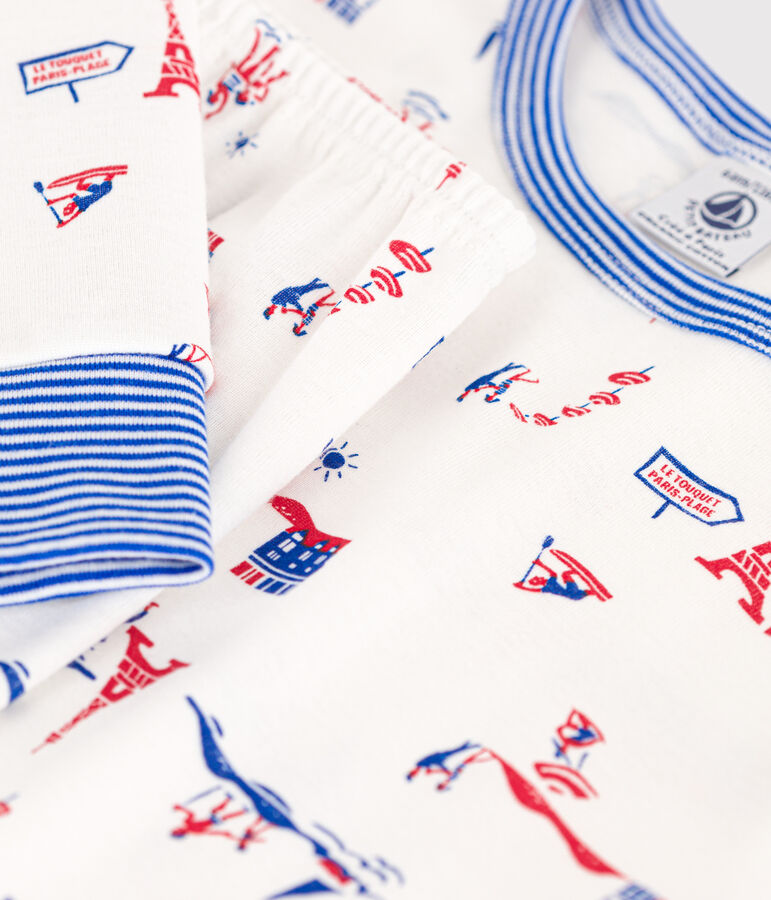 Unisex Paris Themed Cotton Pyjamas white/multicolor