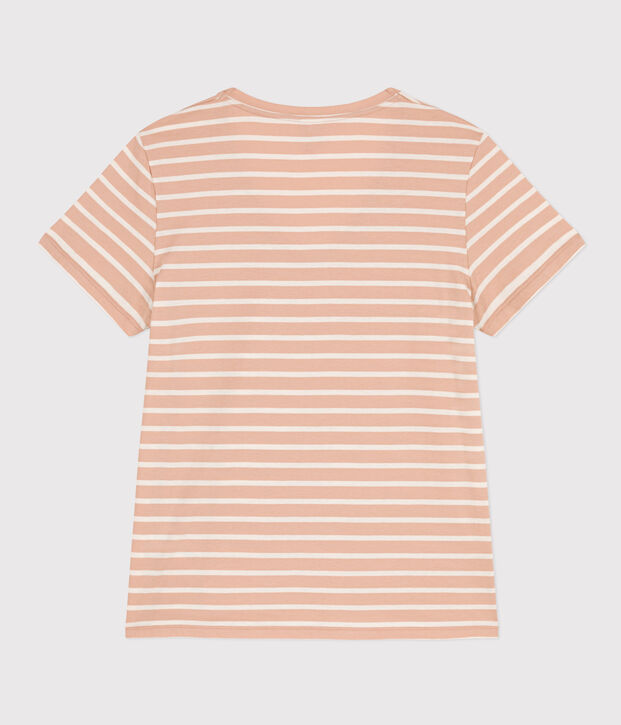 Women's Straight V-Neck Cotton T-Shirt beige/ecru