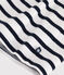 Babies' Breton stripe dress in thick cotton with long sleeves MARSHMALLOW white/SMOKING blue