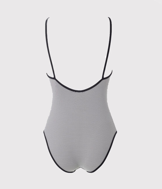 Women's 1-Piece Stripy Swimsuit ABYSSE blue/LAIT white