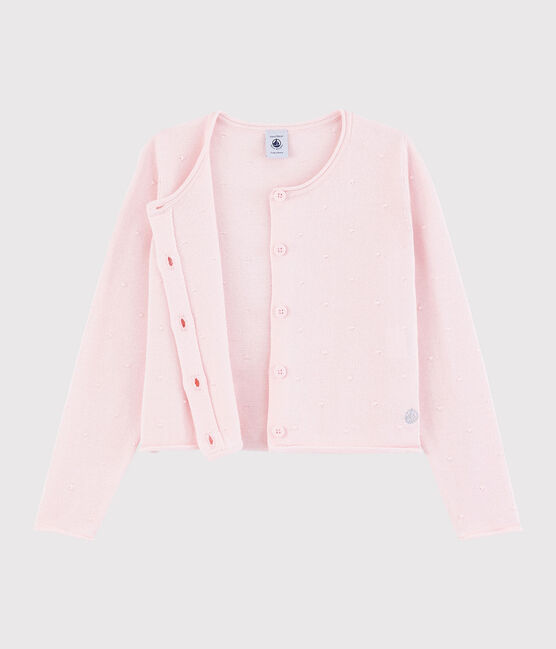 Girls' Cotton Knit Cardigan MINOIS pink