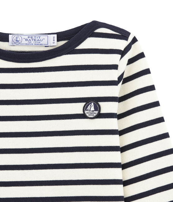Boys' breton Top COQUILLE beige/SMOKING blue