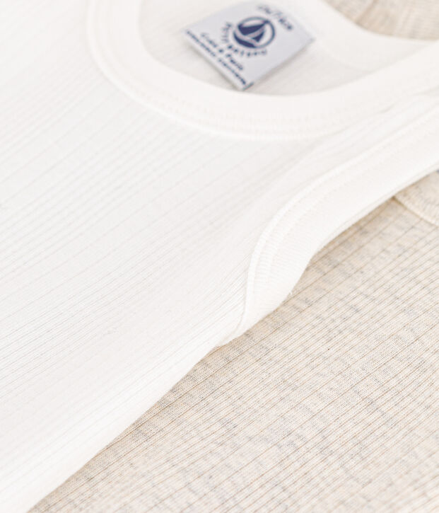 Pack of 2 Drop Needle Rib Cotton Vest Bodysuits multicolor