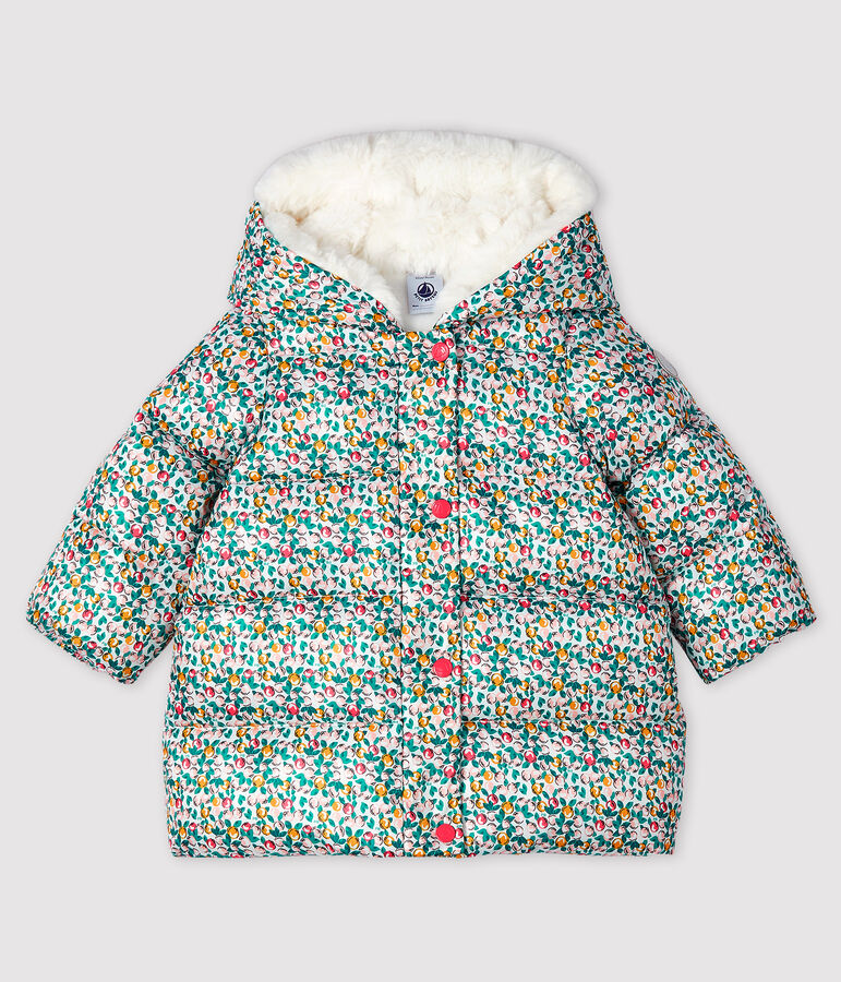 Baby girl's quilted puffer jacket white/multicolor