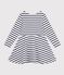Children's long-sleeved stripy cotton dress white/blue