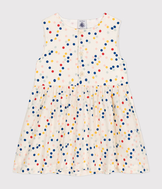 Babies' Sleeveless Poplin Dress MARSHMALLOW white/MULTICO white