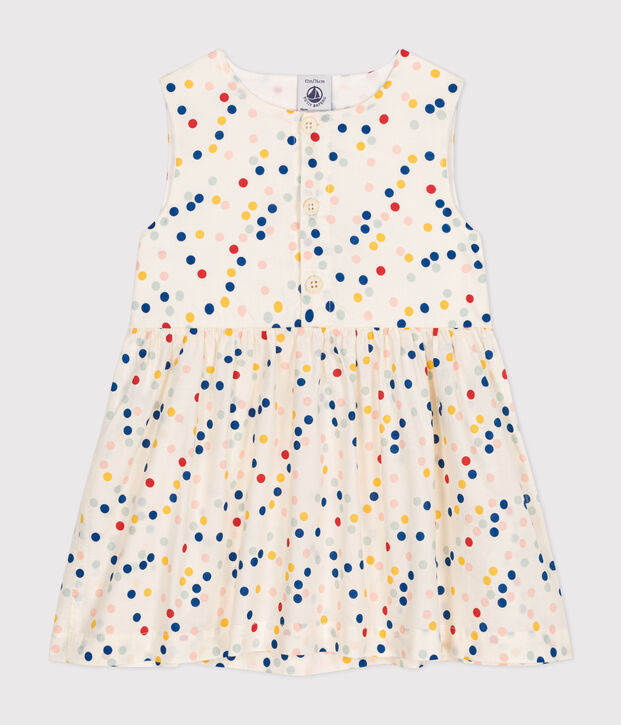 Babies' Sleeveless Poplin Dress white/multicolor