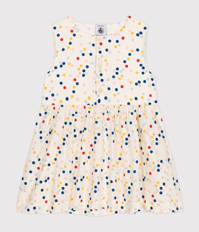 Babies' Sleeveless Poplin Dress white/multicolor