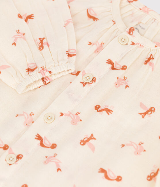 Babies' Bird Patterned Cotton Gauze Jumpsuit AVALANCHE white/MULTICO