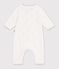 Babies' long openwork knit cotton playsuit MILK