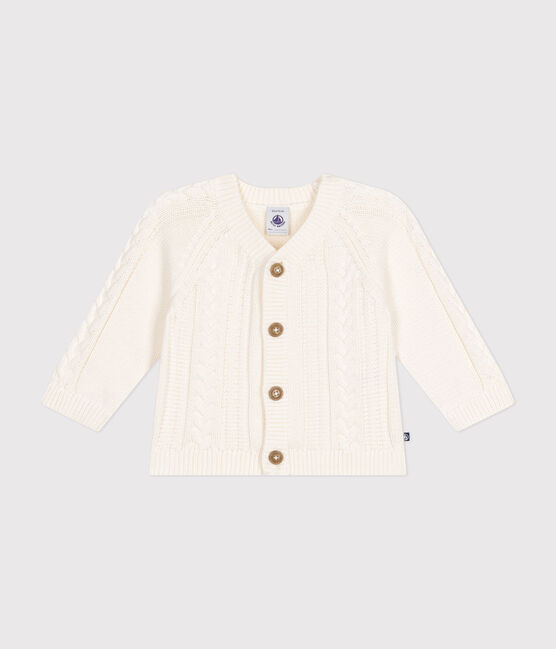 Babies' cotton cardigan MARSHMALLOW white