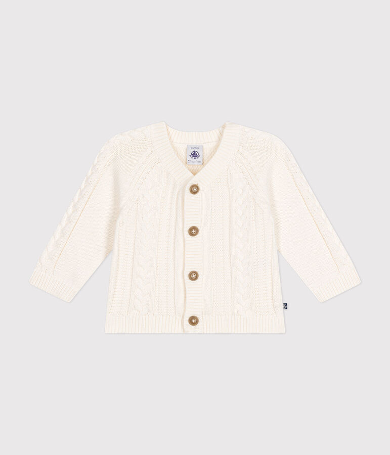 Babies' cotton cardigan MARSHMALLOW white