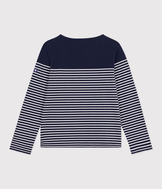 Women's stripy cotton Breton top blue/white