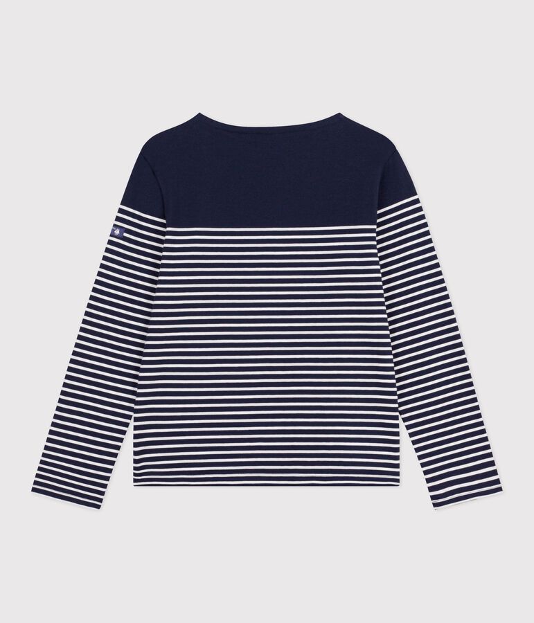 Women's stripy cotton Breton top SMOKING blue/MARSHMALLOW white
