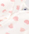 Babies' brushed fleece heart-print pyjamas with a collar MARSHMALLOW white/CHARME pink