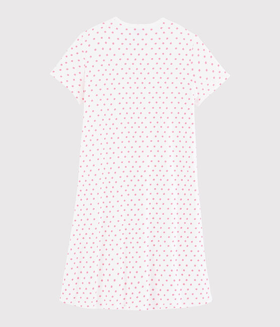 Girls'/Women's Pink Spotty Cotton Nightdress MARSHMALLOW white/GRETEL pink