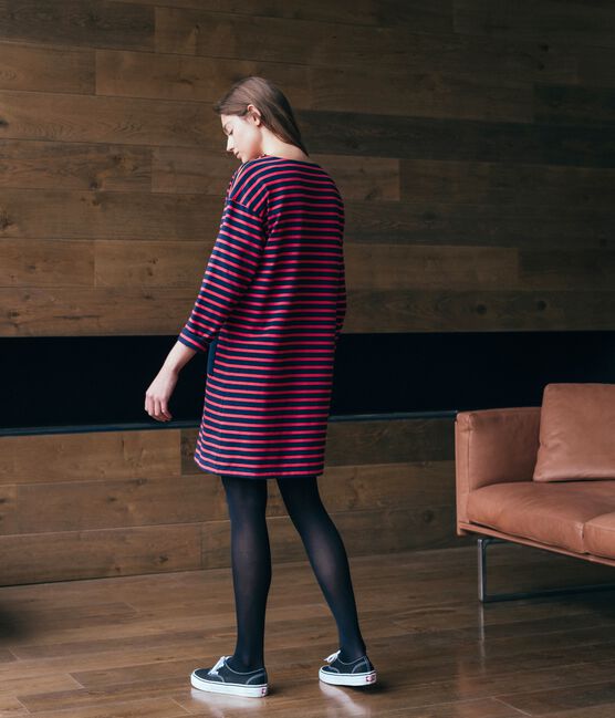 Women's Long-Sleeved Dress SMOKING blue/SIGNAL red