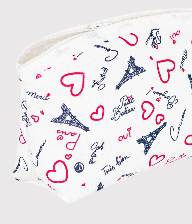 Babies' Paris-print cotton bag MARSHMALLOW white/MULTICO white